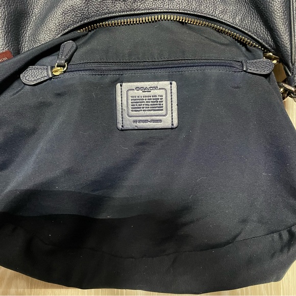 Navy blue pebbled leather blue hobo shoulder bag - Picture 6 of 11